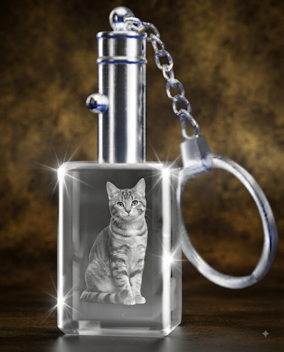 3D Crystal Rectangular Keychain