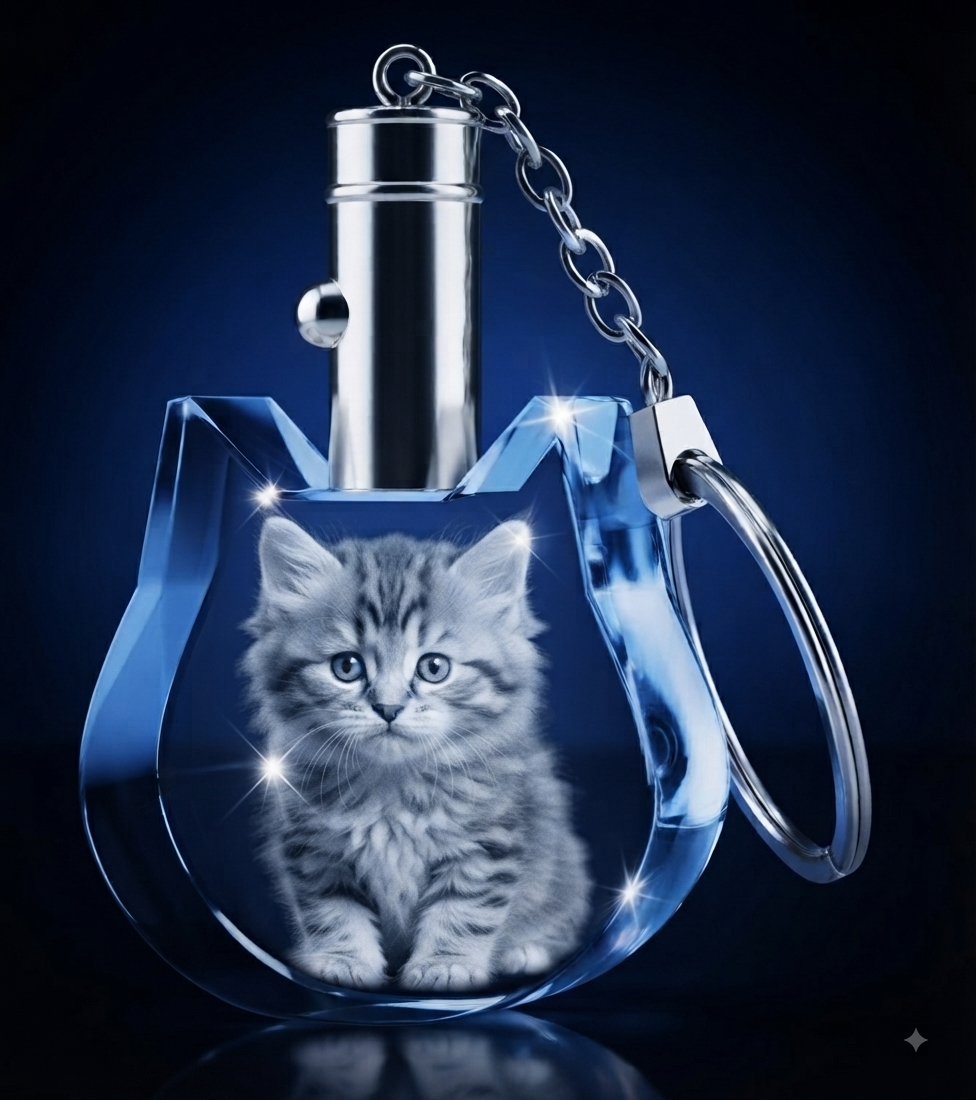 3D Crystal Cat Keychain
