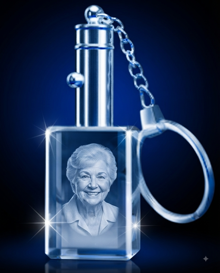 3D Crystal Rectangular Keychain