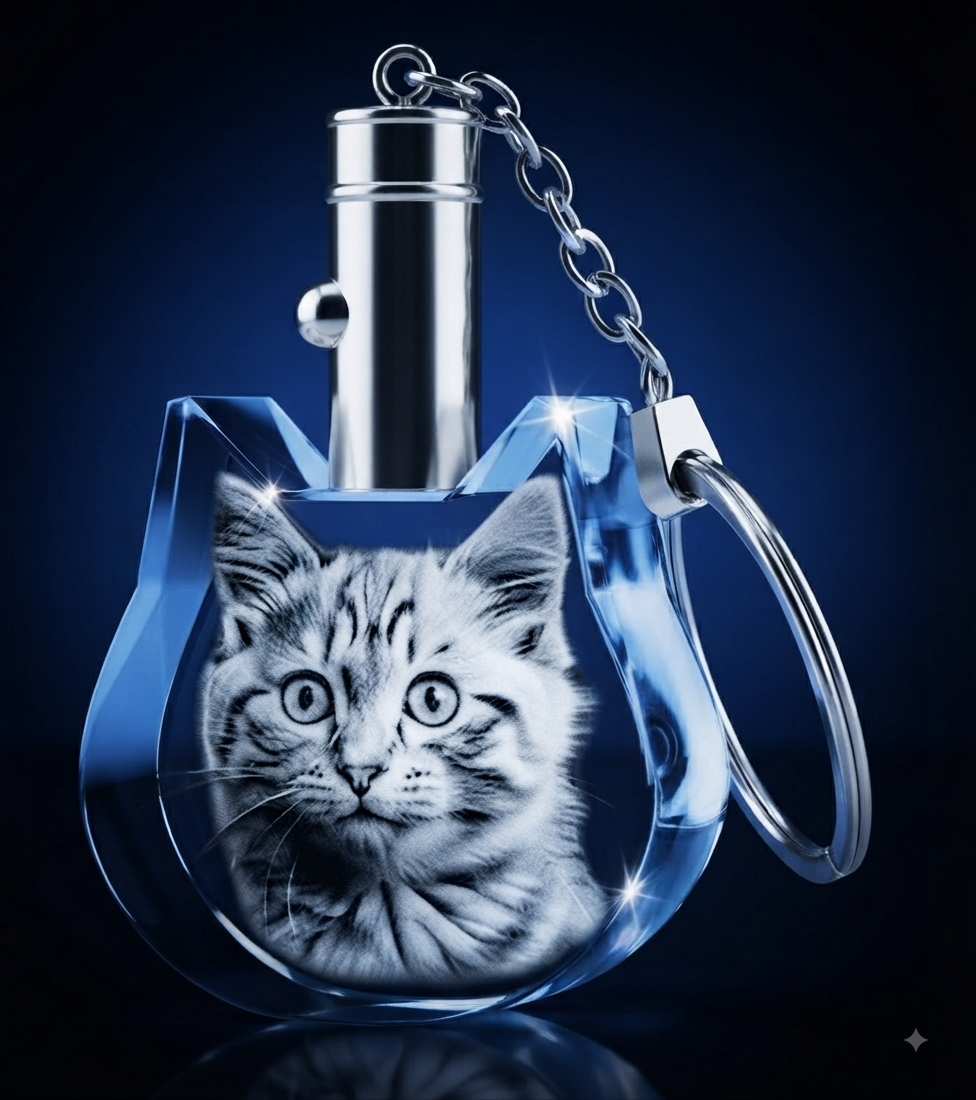 3D Crystal Cat Keychain