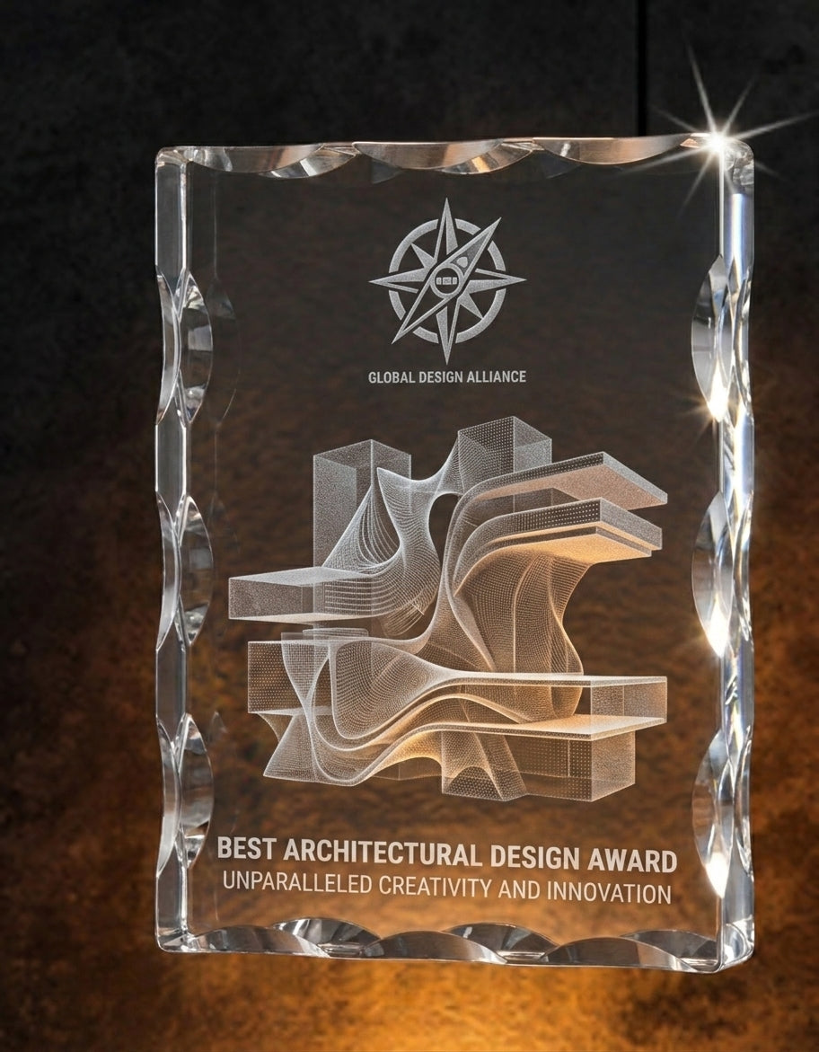 3D Notch Crystal Award & Trophies 6 x 4''