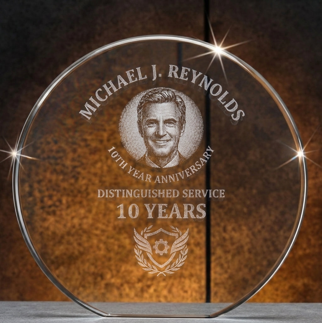 Circular 3D Crystal Award 4.75" x 5" x 1.25"