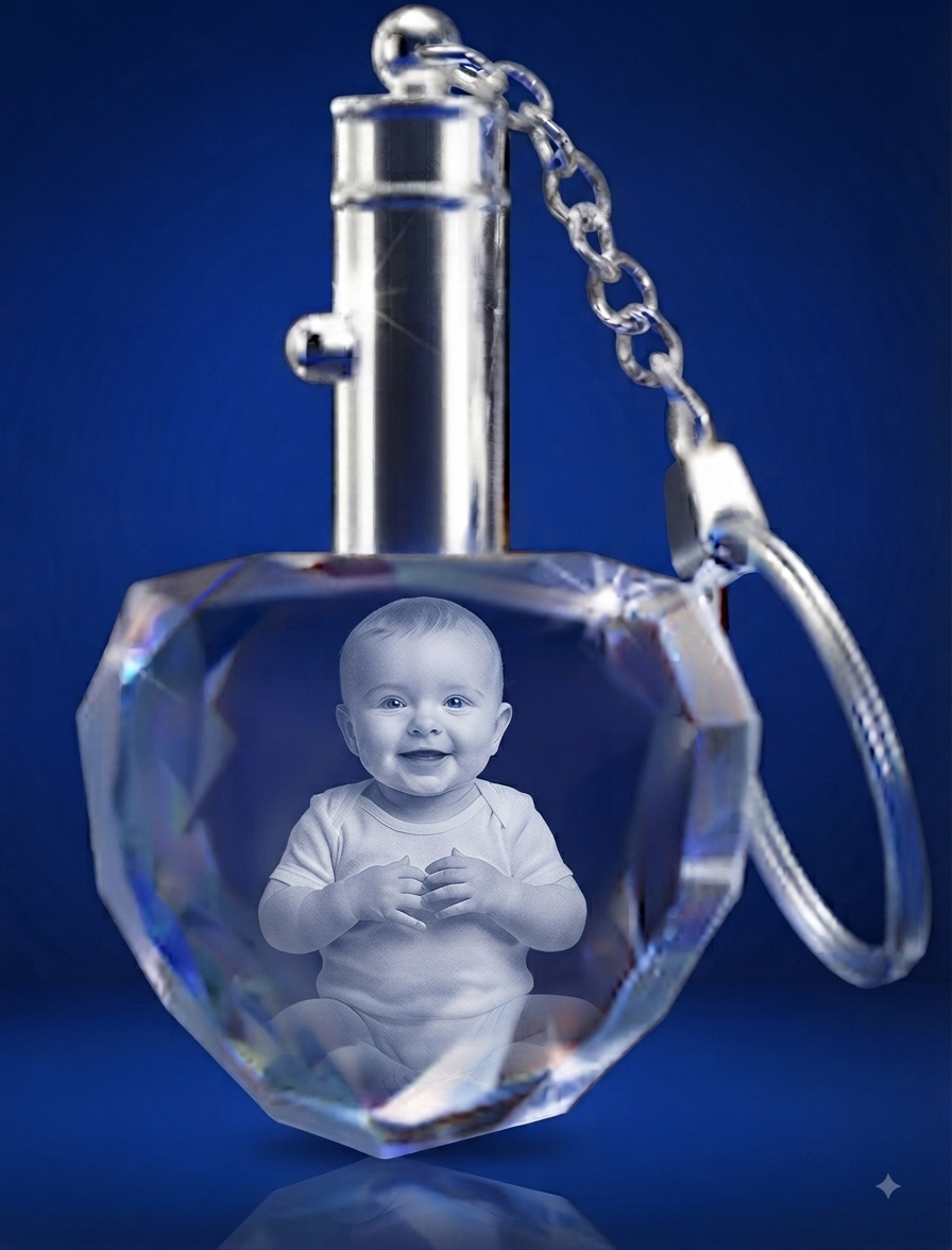 3D Crystal Heart Keychain