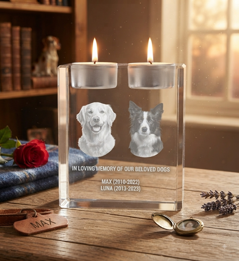 3D Crystal Urn/ two candles