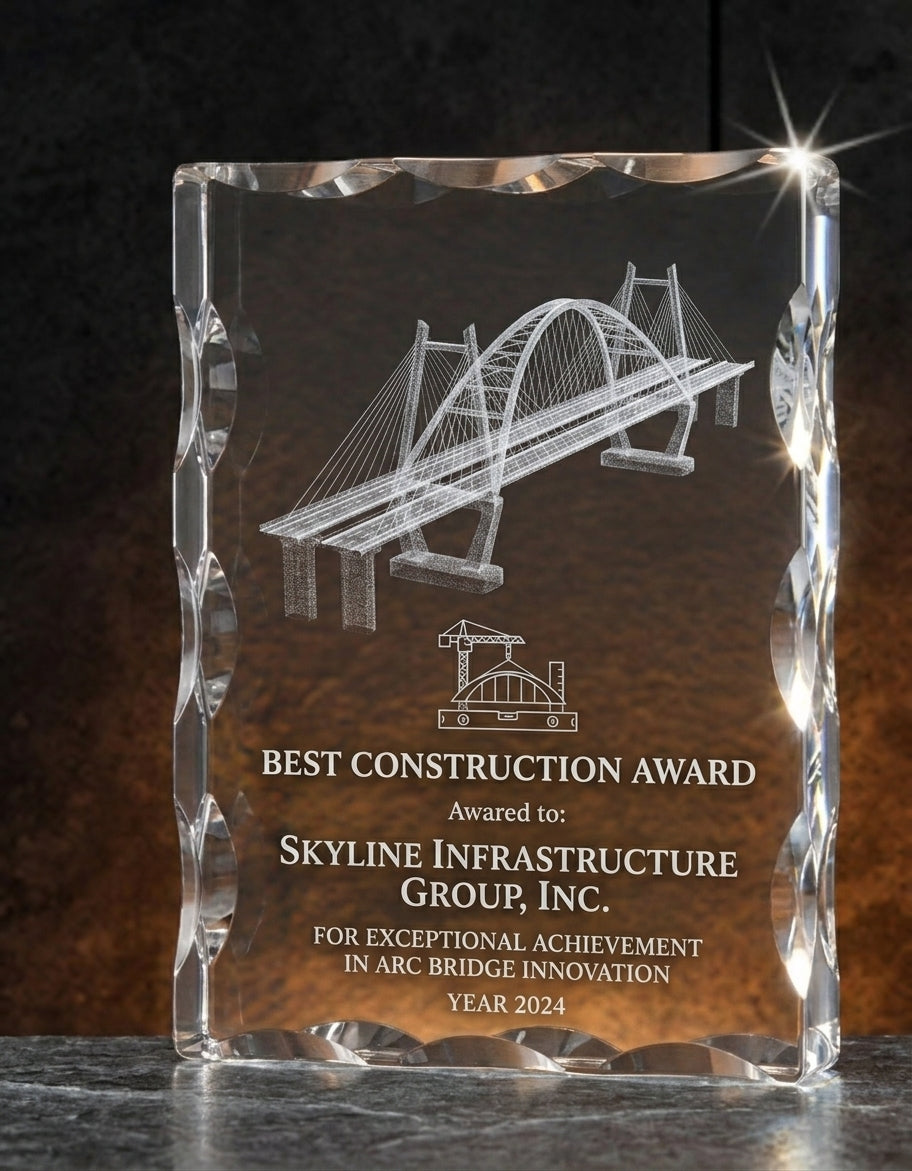 3D Notch Crystal Award & Trophies 6 x 4''