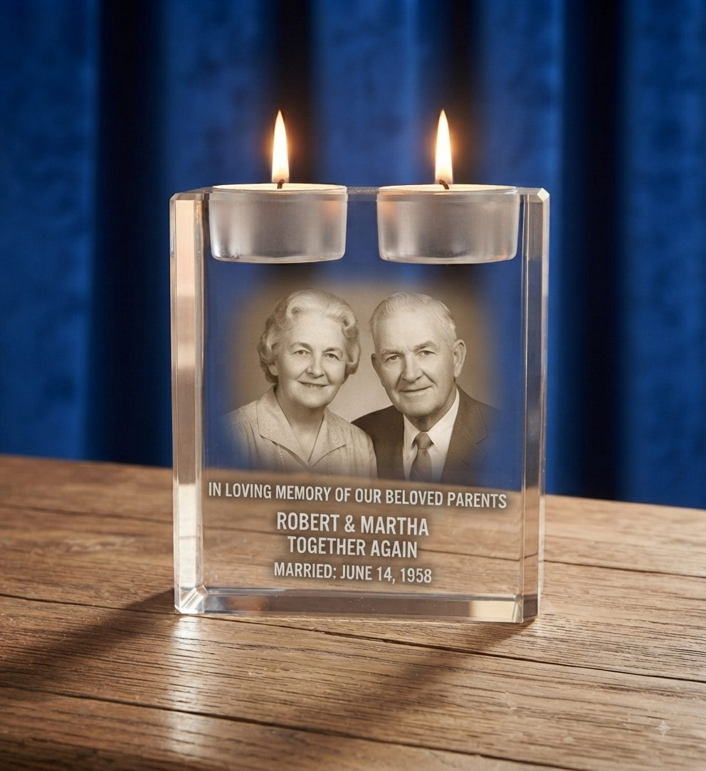 3D Crystal Urn/ two candles