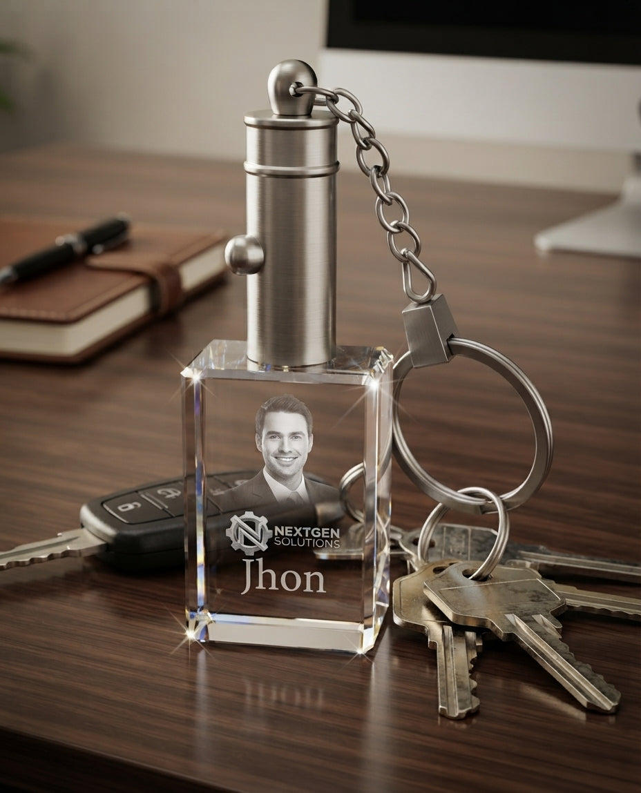 3D Employee Swag Rectangle Keychain